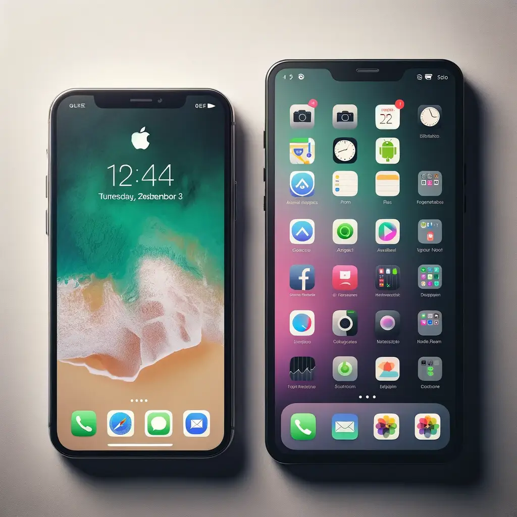 showcasing an Apple iPhone and an Android smartphone side by side.