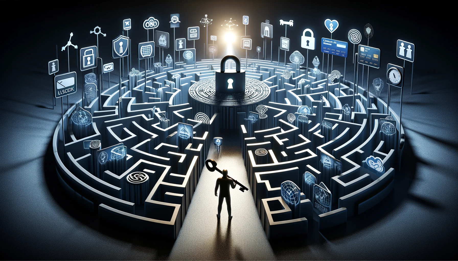 The image above conceptualizes social engineering through a 3D art piece, depicting the intricate challenges and risks associated with navigating the digital landscape to protect personal information.