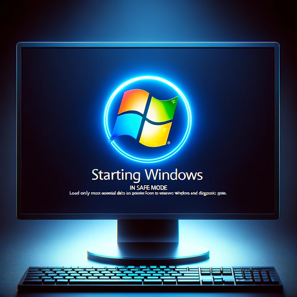a Windows computer screen as it transitions into Safe Mode, highlighting the critical step of booting into this diagnostic state to troubleshoot and fix system issues.