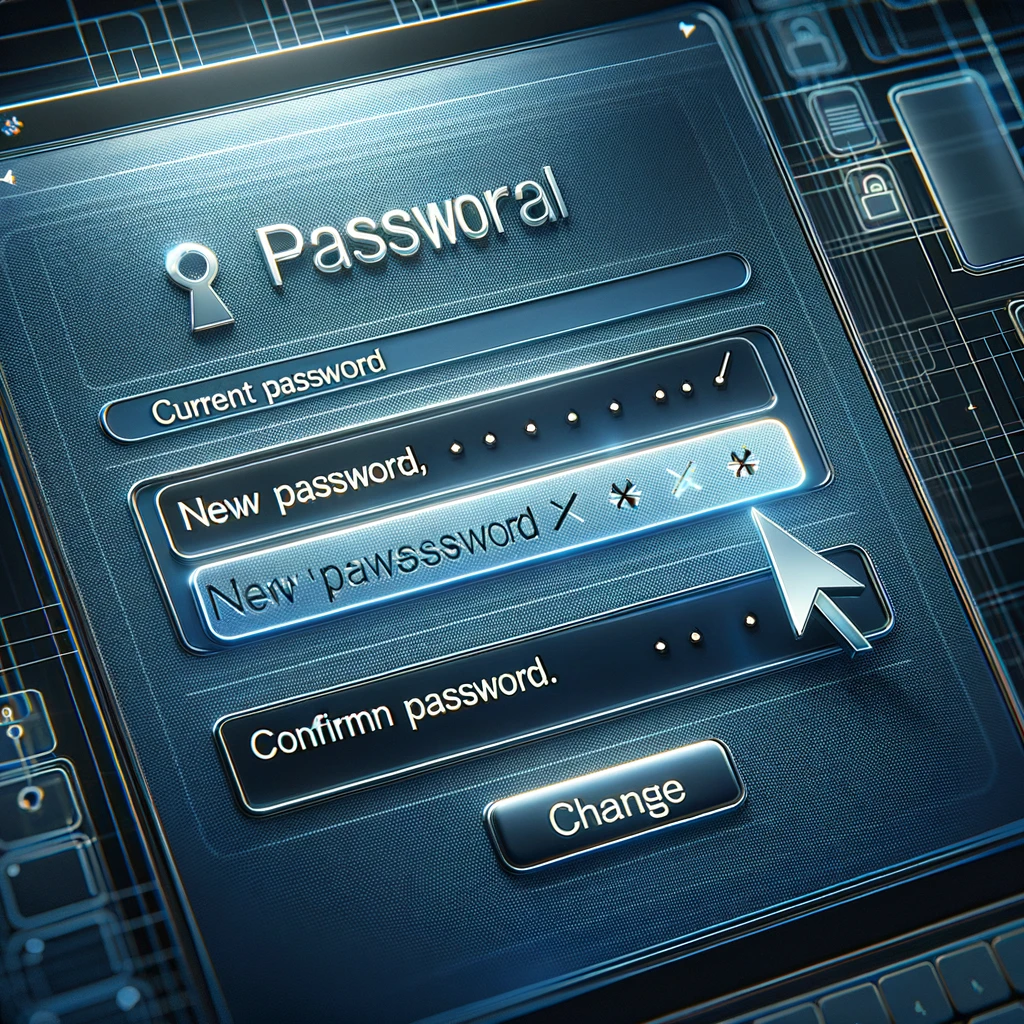 an image showing a computer screen with a password change interface, highlighting the process of updating passwords to protect digital accounts, featuring a clean and user-friendly design for a secure password change procedure.