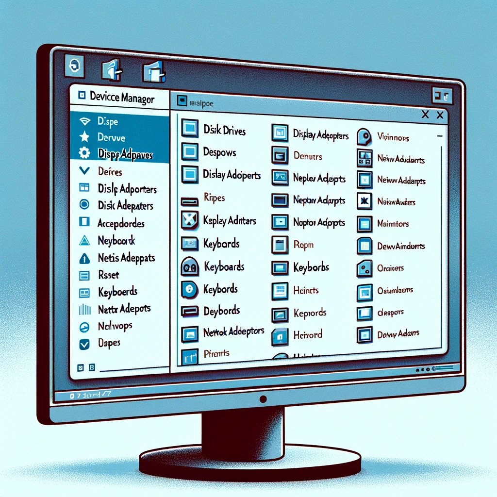 The image illustrates a computer screen with the Device Manager window open, showing various device categories. This visual aids in understanding how Device Manager organizes and displays connected hardware devices in a Windows environment