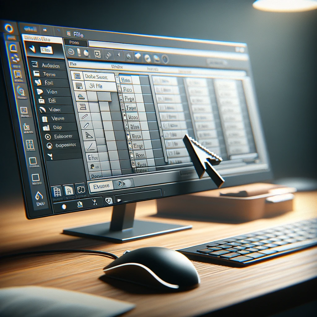 The image showcases a computer screen where a mouse pointer is navigating through a list of files in a file explorer window. This scene captures the essence of digital organization and interaction with a computer.