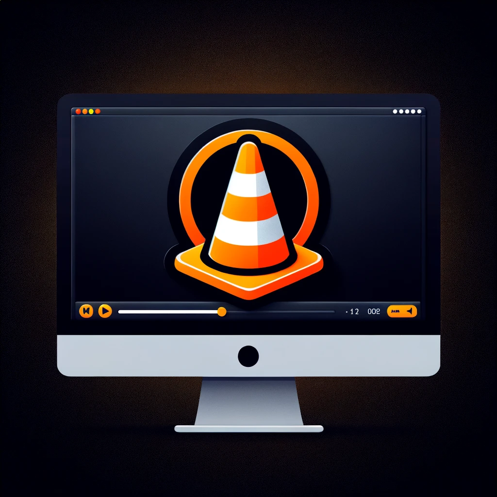 The image created showcases the VLC media player interface, highlighting its iconic orange and white traffic cone logo set against a user-friendly interface, capturing the essence of VLC as a versatile and popular media player.