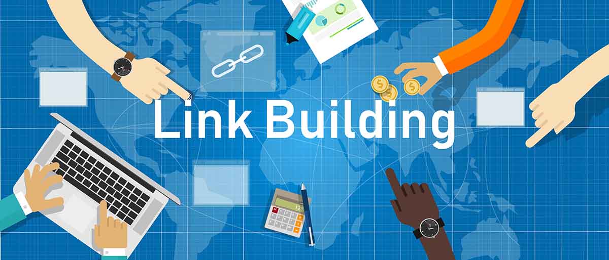 Link building. Search engine optimization create back-link between website page. Vector illustration