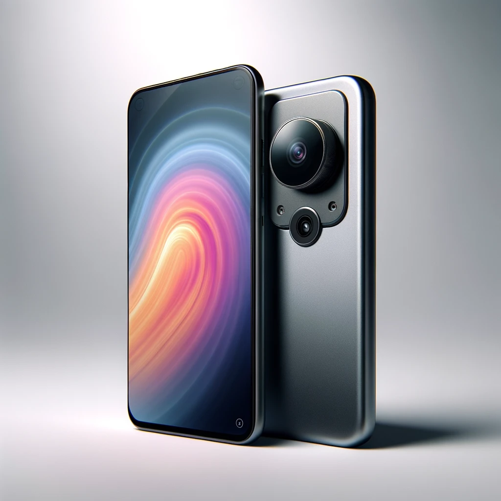 Modern smartphone with a large display and a distinct thermal imaging camera lens on the back, featuring metallic edges and a matte finish, set against a neutral background to highlight its advanced technology